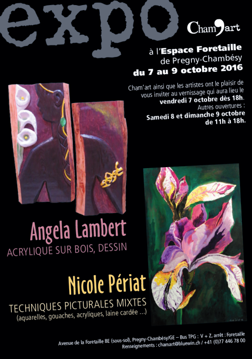 Affiche de l'expo avec Nicole à Chambésy organisé par Cham'Art.