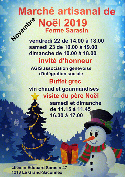 Marché artisanal de Noël 2019 - Ferme Sarasin